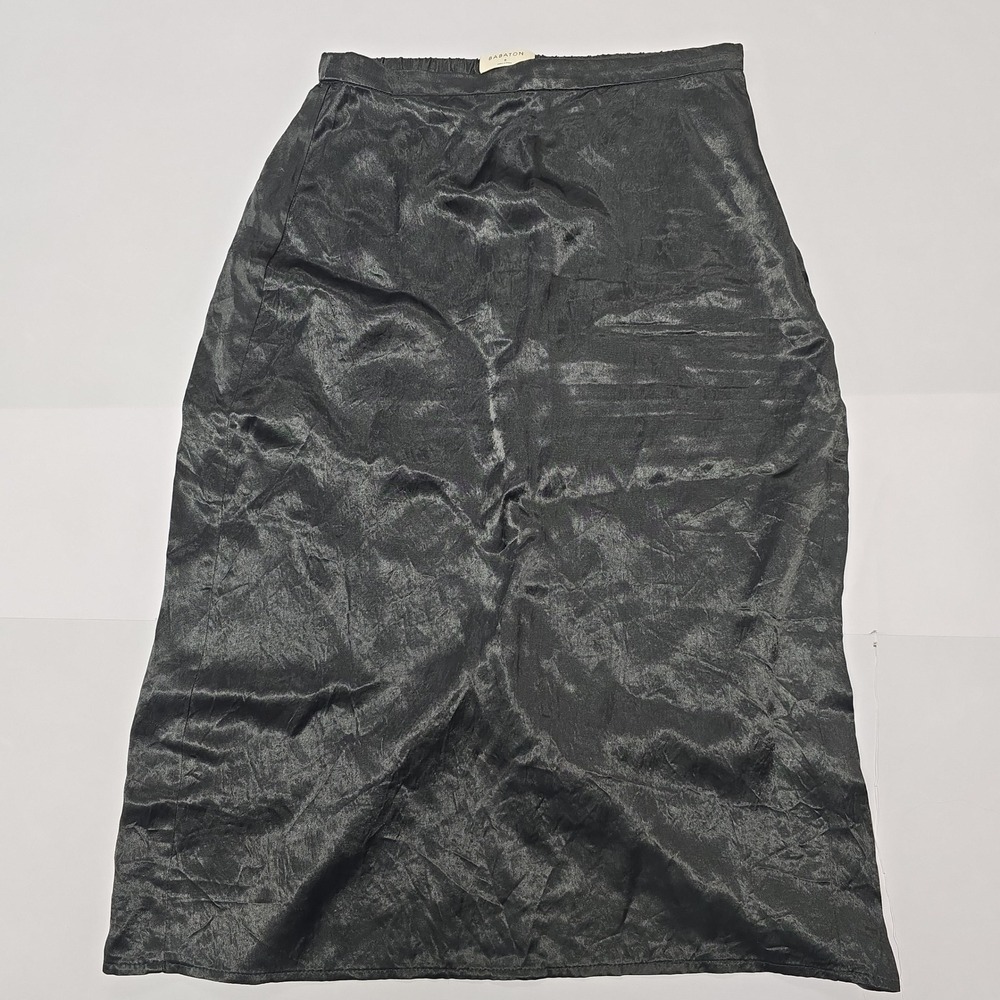 Babaton Aritzia Black Satin Midi Slip Skirt Size 2‎ ACS1-7275-18